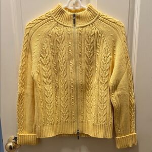 Faconnable Yellow Cable Knit Cardigan